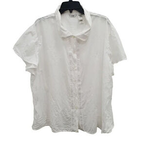Adonna Woman White Embroidered Cottagecore Grandma Eyelet Button Up NWOT Plus 3X
